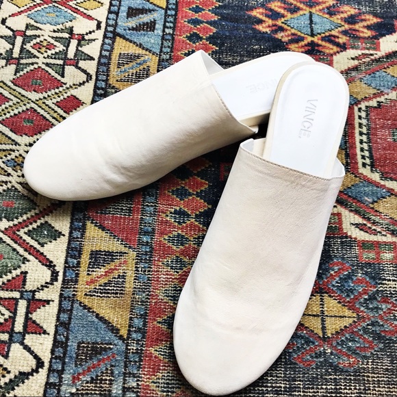 Vince Shoes - VINCE white leather suede mule side flats size 9.5